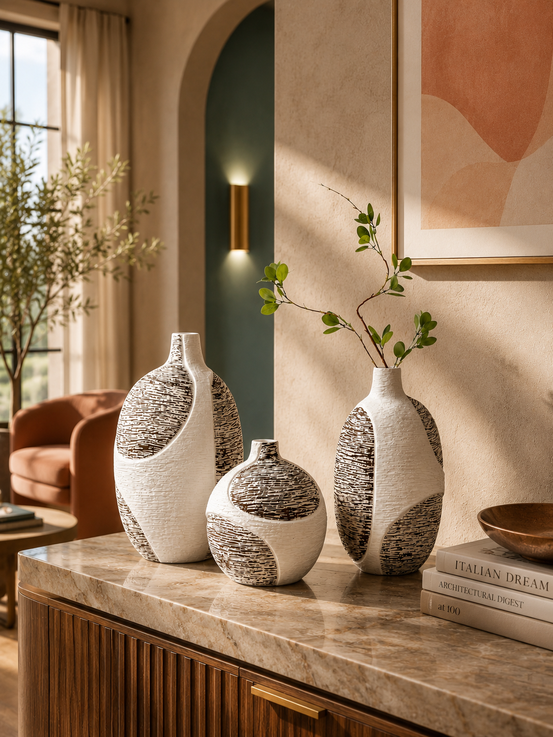Contour Pattern Ceramic Vases