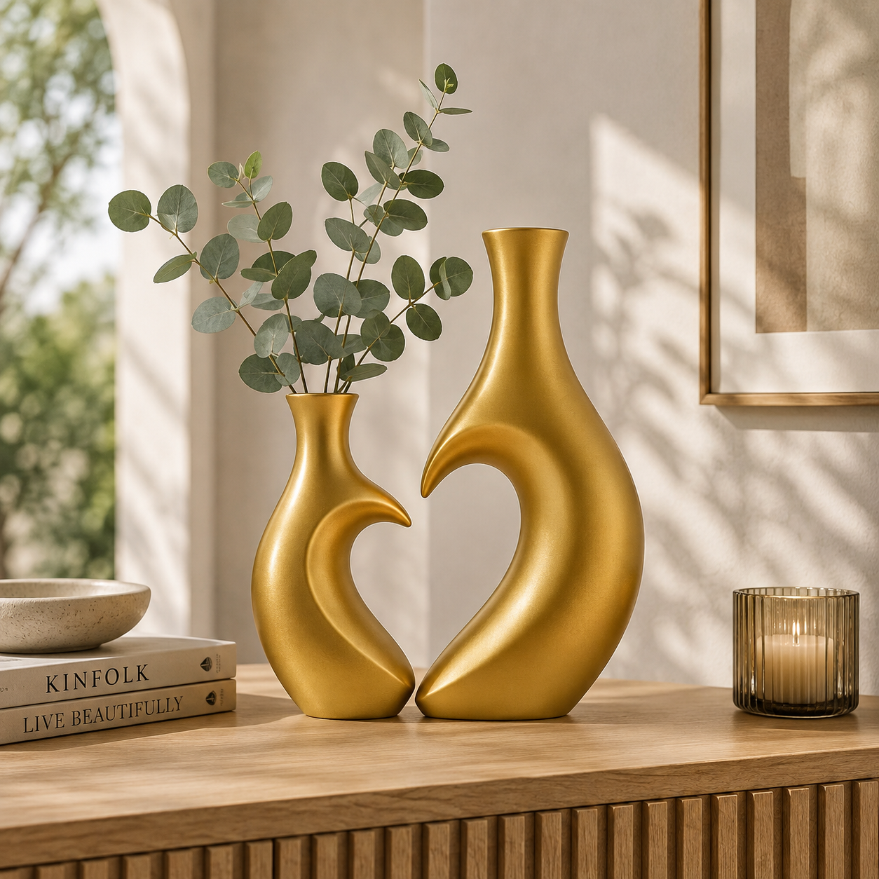 Sculptural Heart Vase Set – 2 Piece Modern Decorative Vase