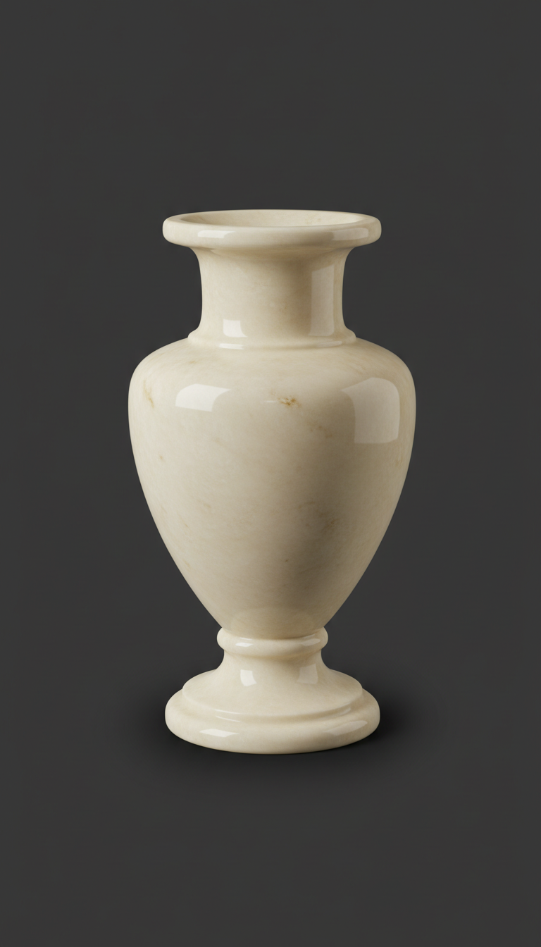 Ivory marble vase with polished finish