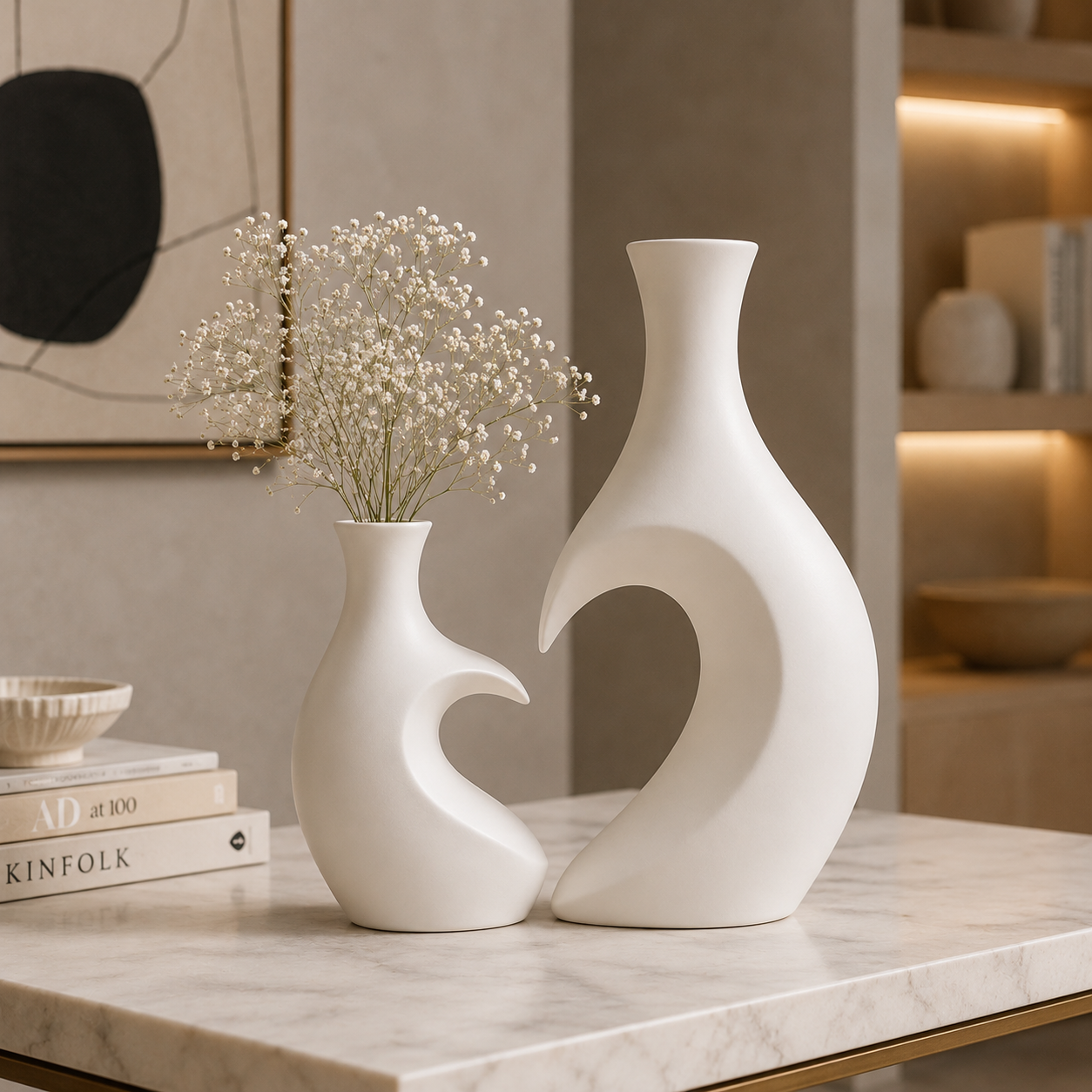 Sculptural Heart Vase Set – 2 Piece Modern Decorative Vase