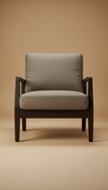 Espresso wood accent chair with Mink linen upholstery