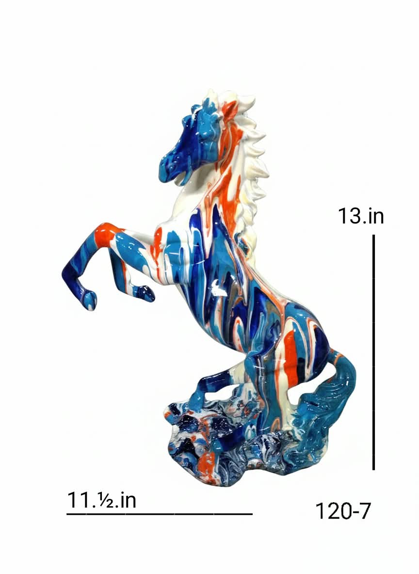 Artistic Galloping Horse Decorative Sculpture – Multicolor Gloss Finish