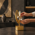 Crest Crystal & Gold Candle Holder