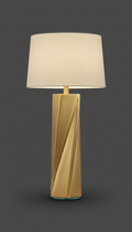 Faceted table lamp in satin brass