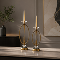 Aurelia Brass-Finish Candle Stands – Pair