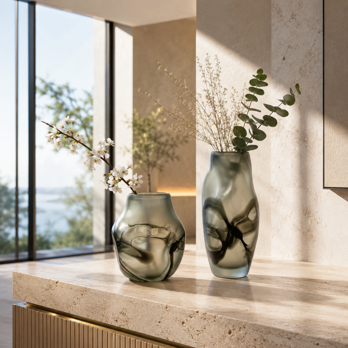 Artisan Smoke Glass Vases