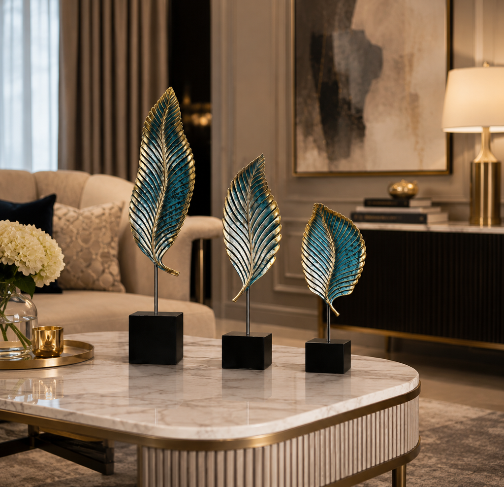 Elegant Leaf Sculpture Decorative Accents – Set of 3