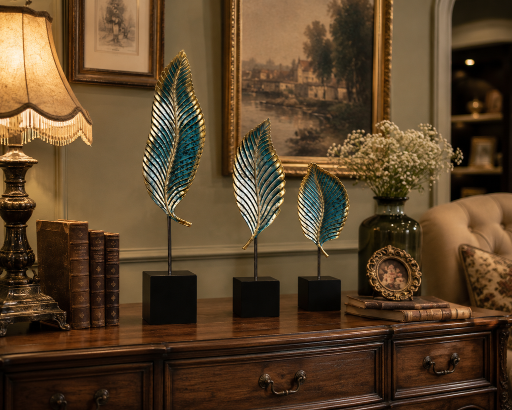 Elegant Leaf Sculpture Decorative Accents – Set of 3