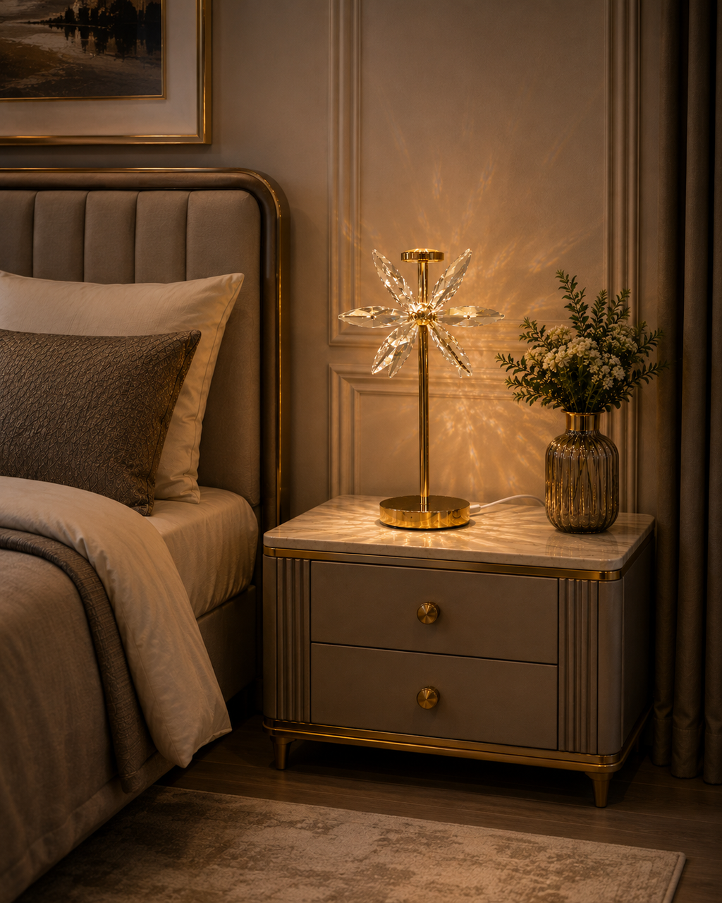 Crystal Bloom LED Table Lamp Pair – Elegant Ambient Accent Light