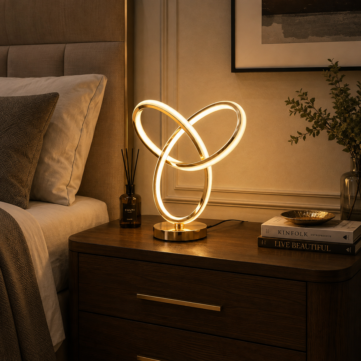 Sculptural Infinity LED Table Lamp – Modern Ambient Lighting