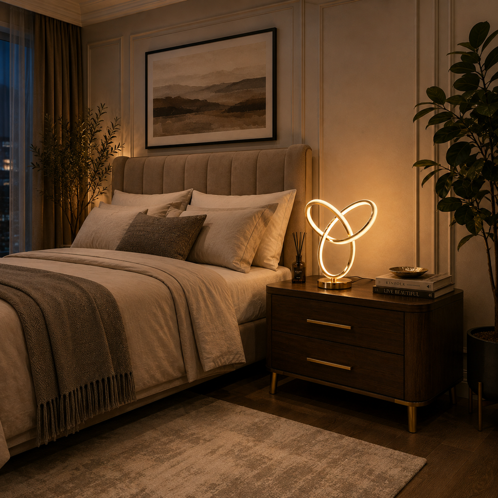 Sculptural Infinity LED Table Lamp – Modern Ambient Lighting
