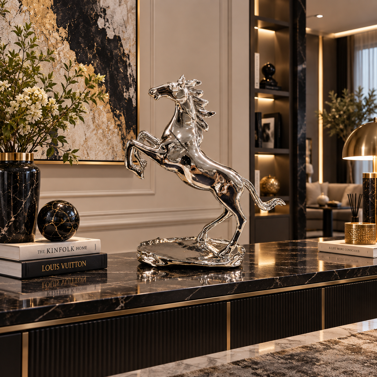 Luxury Rearing Horse Sculpture – Modern Statement Decor