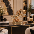 Luxury Golden Twin Horse Sculpture – 16" Statement Decor