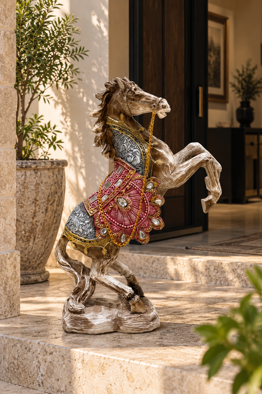 Royal Ornate Rearing Horse Sculpture – Luxury Statement Decor