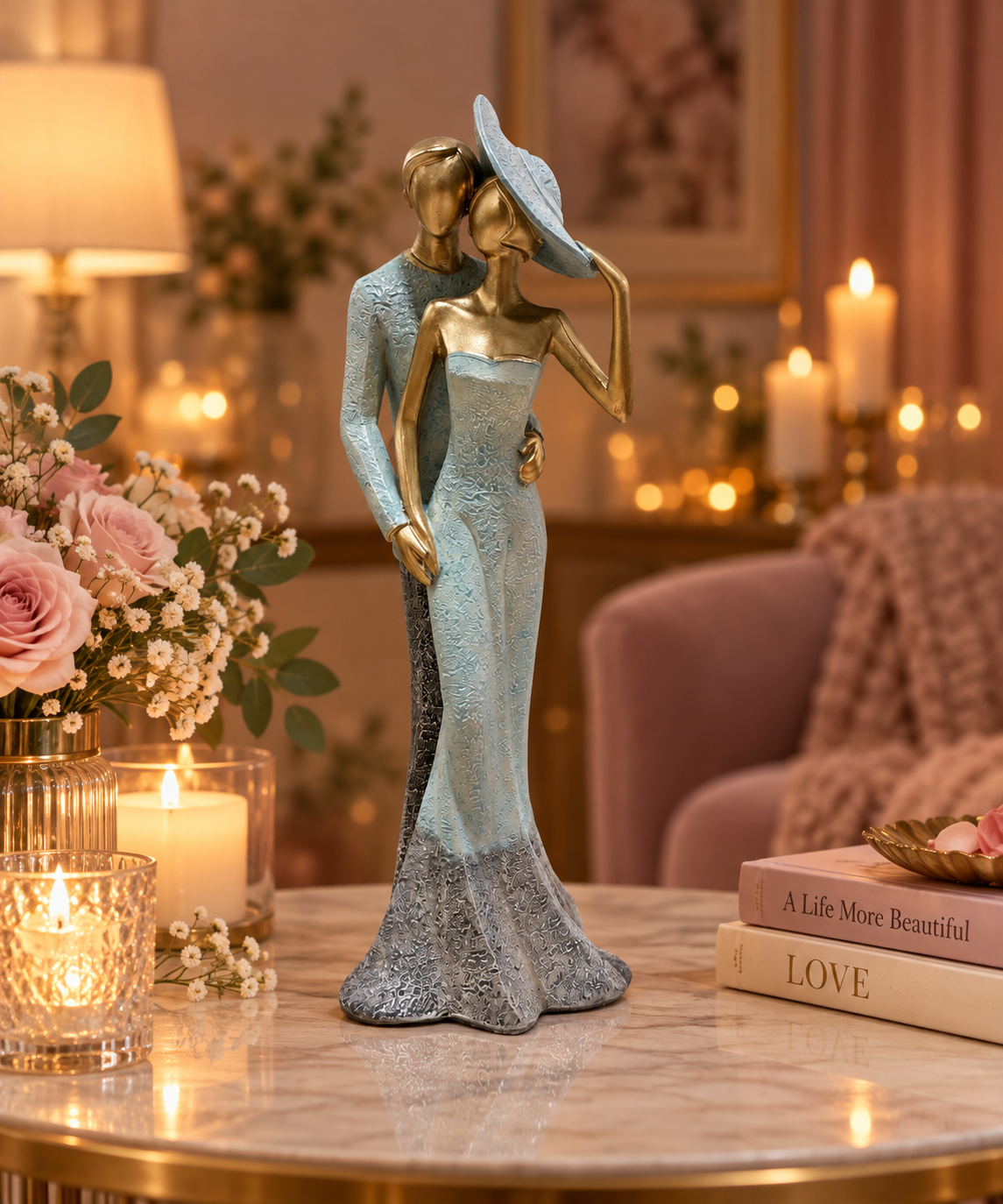 Amour Embrace Standing Couple Sculpture