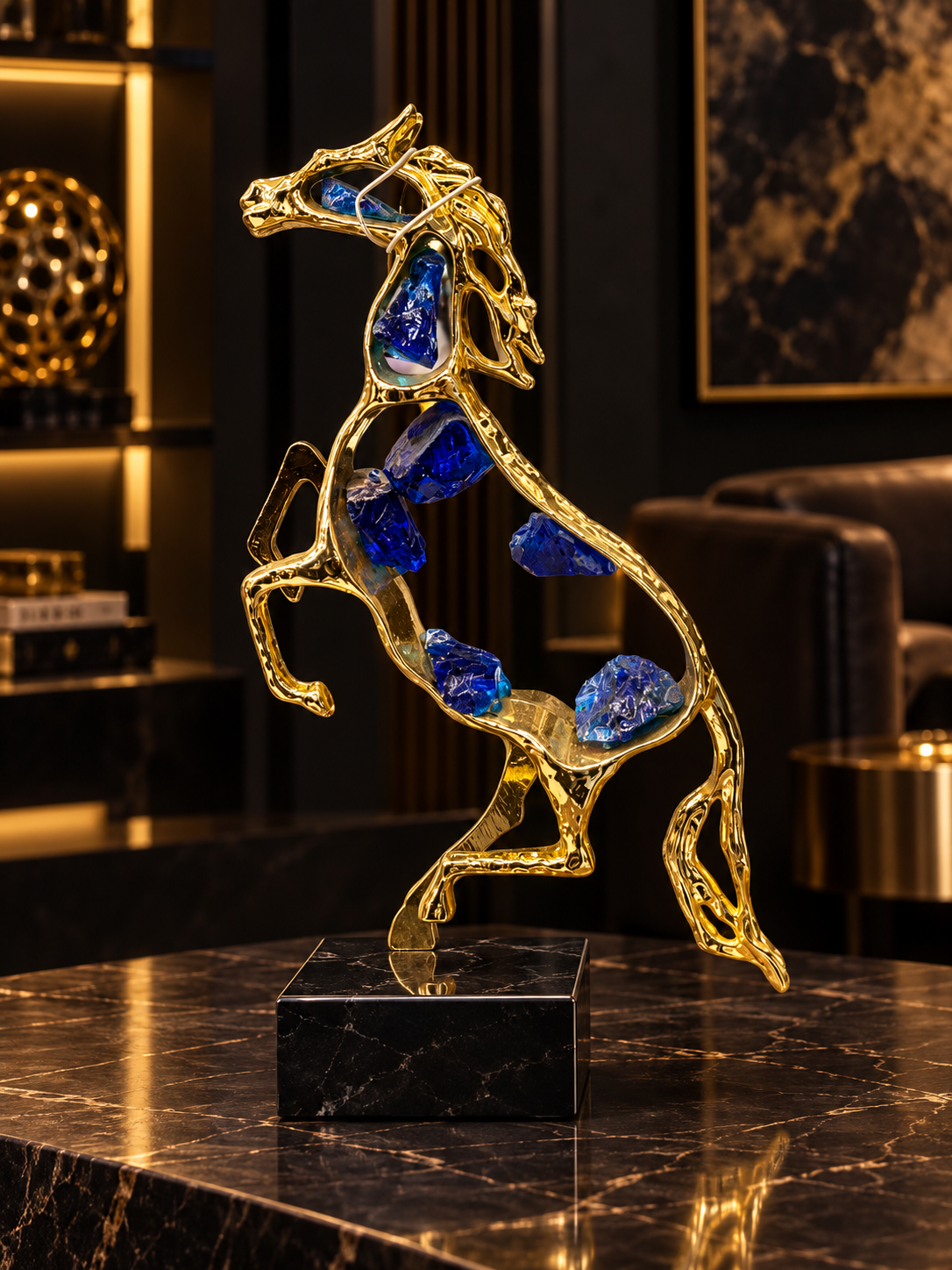 Midnight Sapphire Horse Sculpture