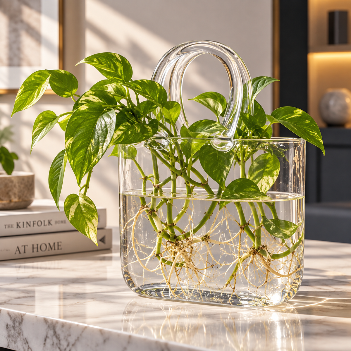 Handbag-Style Glass Water Garden Vase – 2200 ml