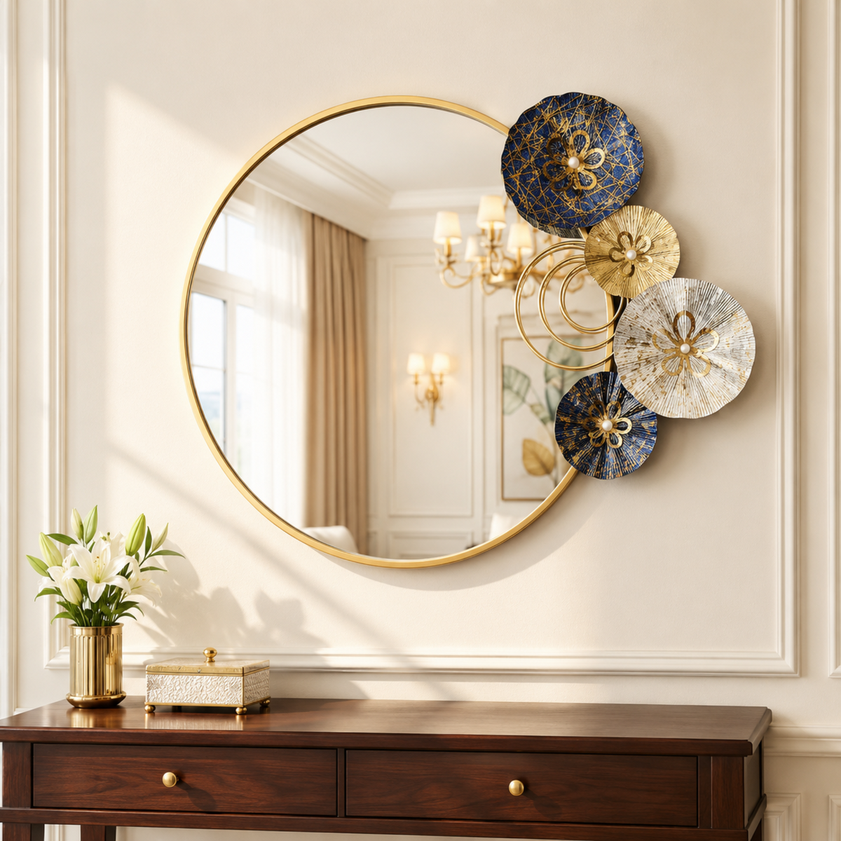 Luxe Floral Accent Wall Mirror