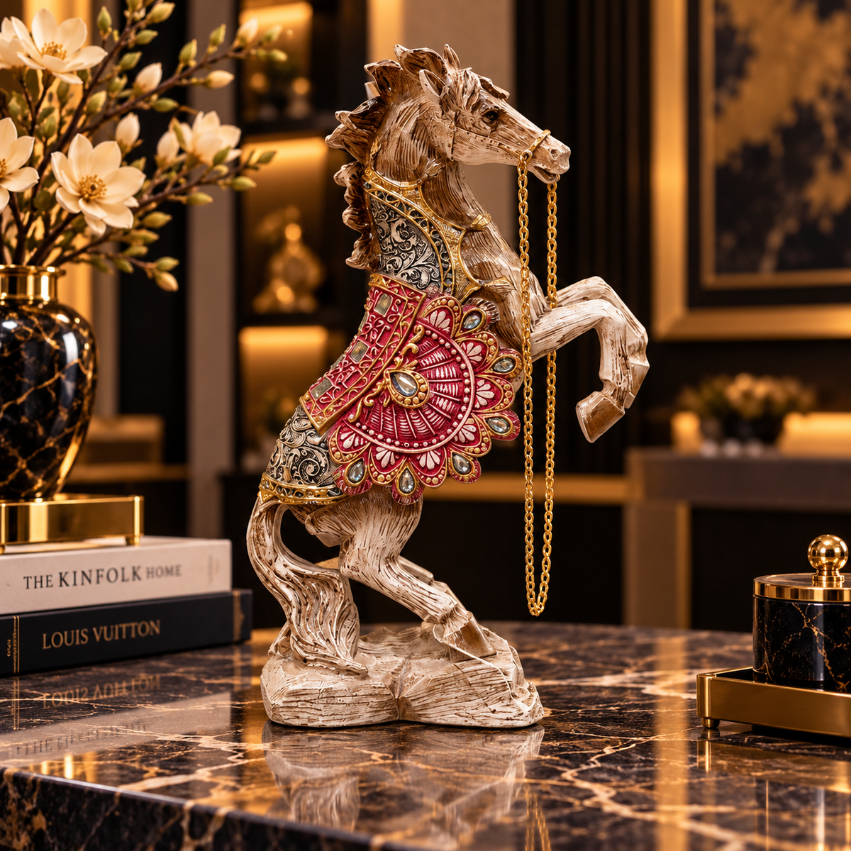 Regal Heritage Horse Sculpture – Ornate Equestrian Decor