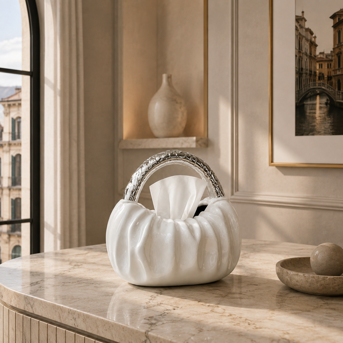 Maison Handbag Ceramic Tissue Holder