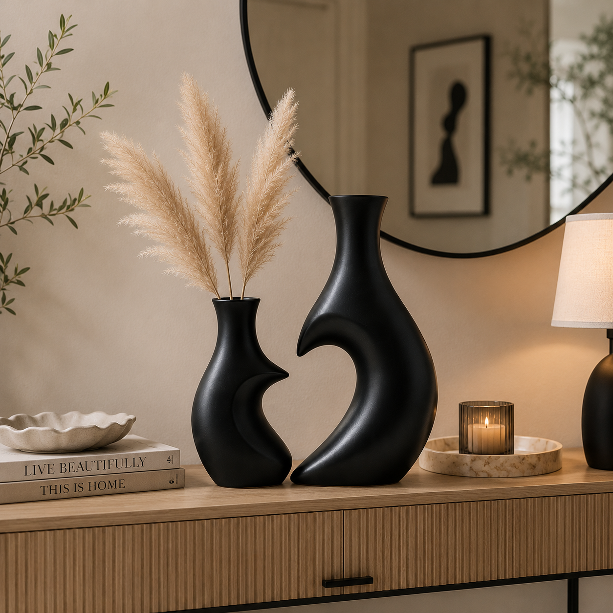 Sculptural Heart Vase Set – 2 Piece Modern Decorative Vase