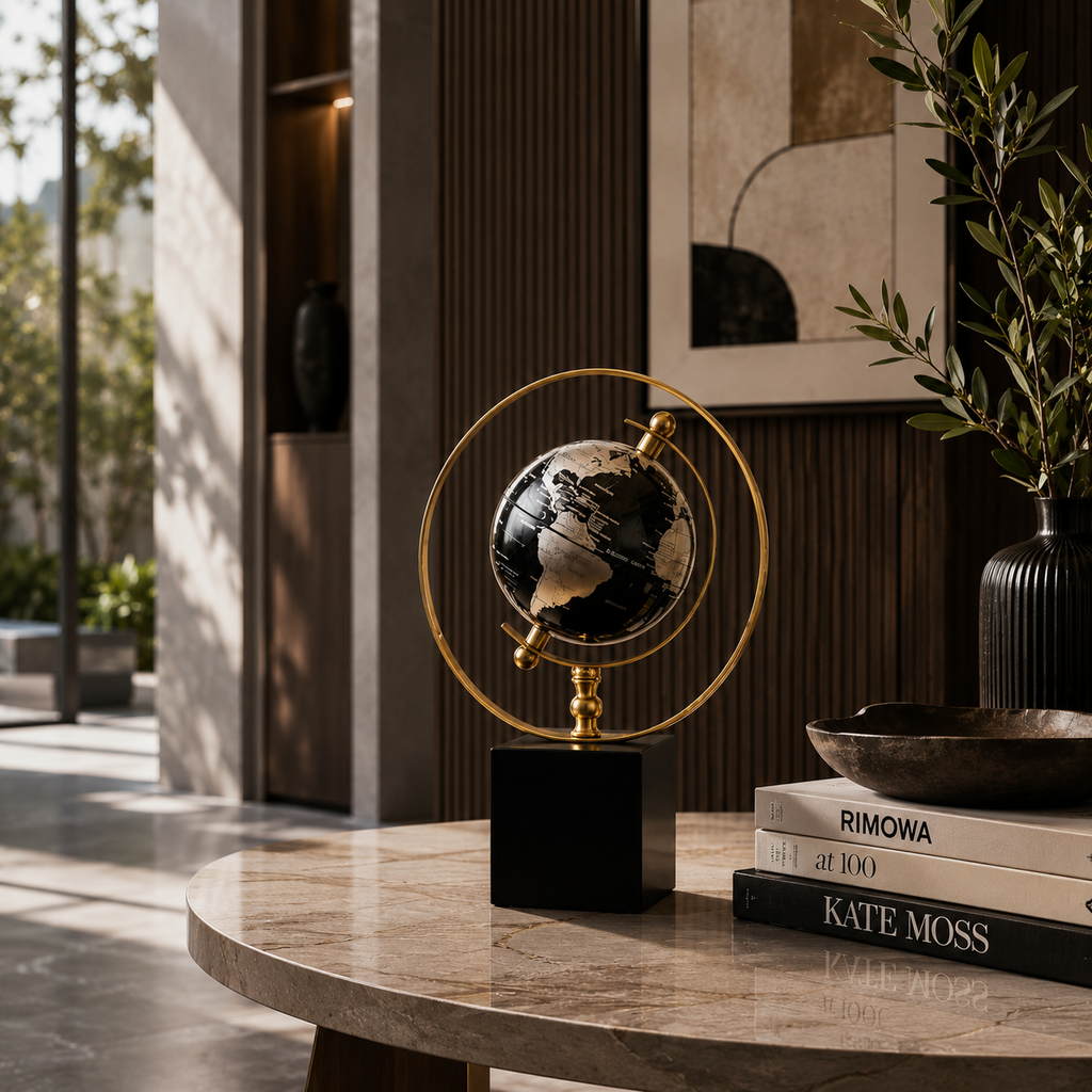 Black Orbit Globe Table Decor