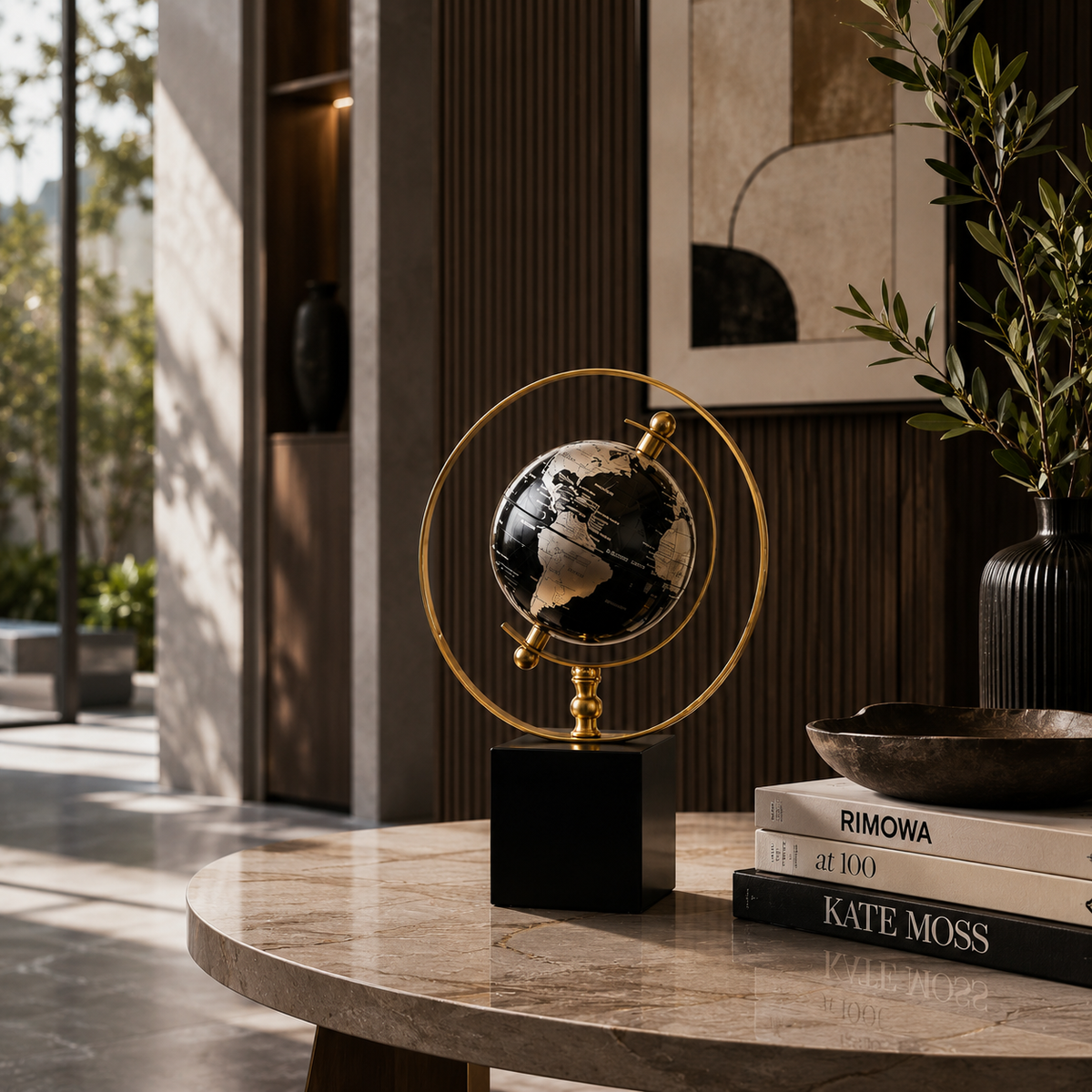 Black Orbit Globe Table Decor