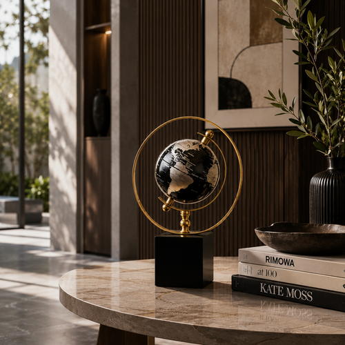 Black Orbit Globe Table Decor