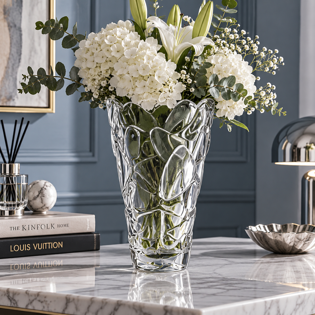 Sculpted Petal Glass Vase – Luxury Decorative Centerpiece